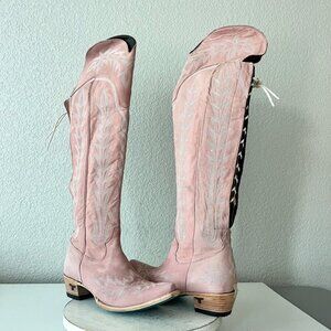 Lane LEXINGTON Over the Knee Womens Cowboy Boots 11 Pink Western Cowgirl Tall